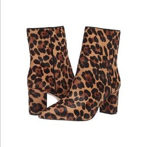 J.CREW Womens Pointed Toe Sadie Ankle Boot in Leopard Calf Hair | Size 9.5